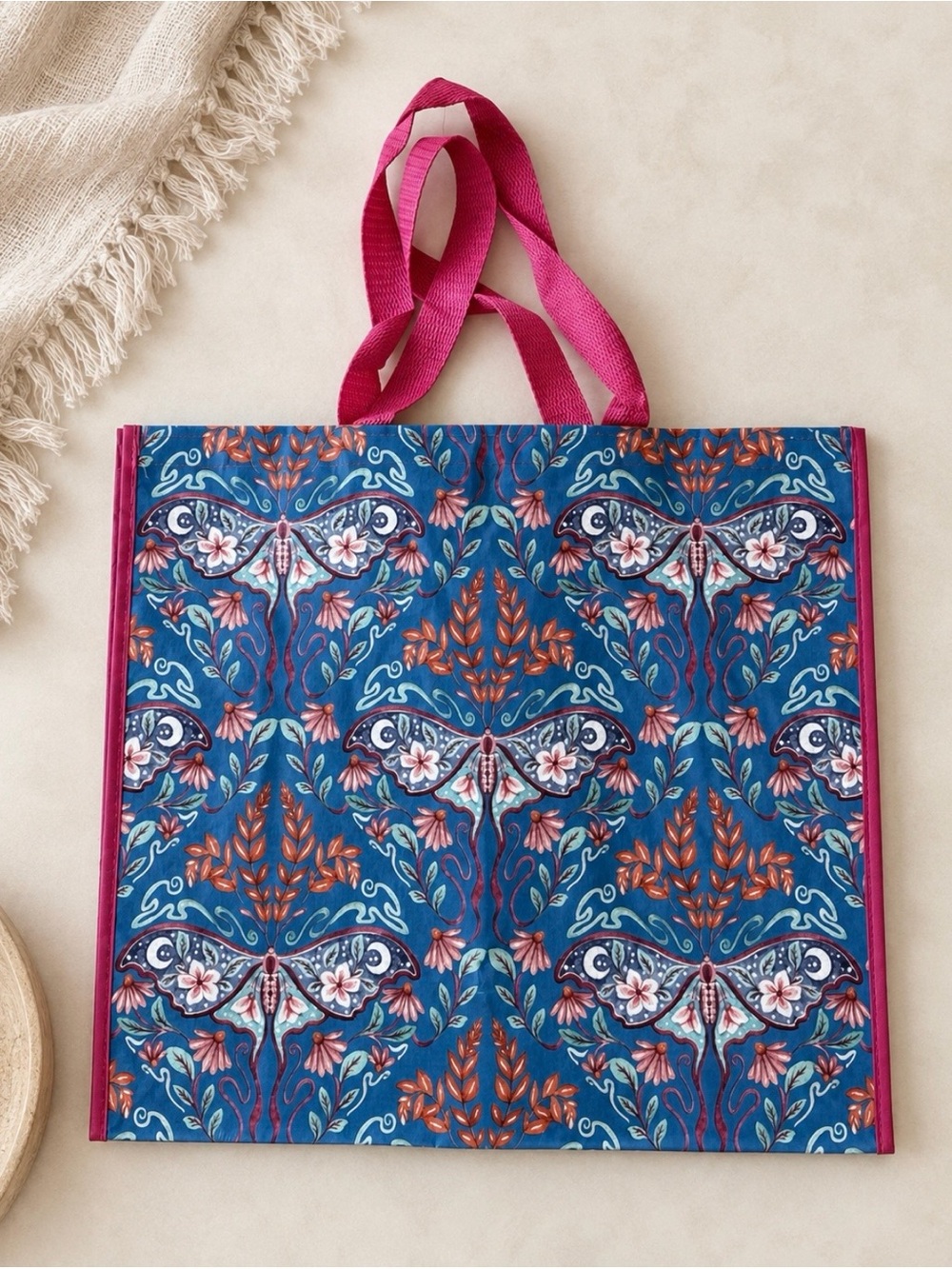 Luna moth botanical print reusable tote bag